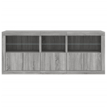 vidaXL Buffet avec lumières LED Gris Sonoma 162x37x67 cm