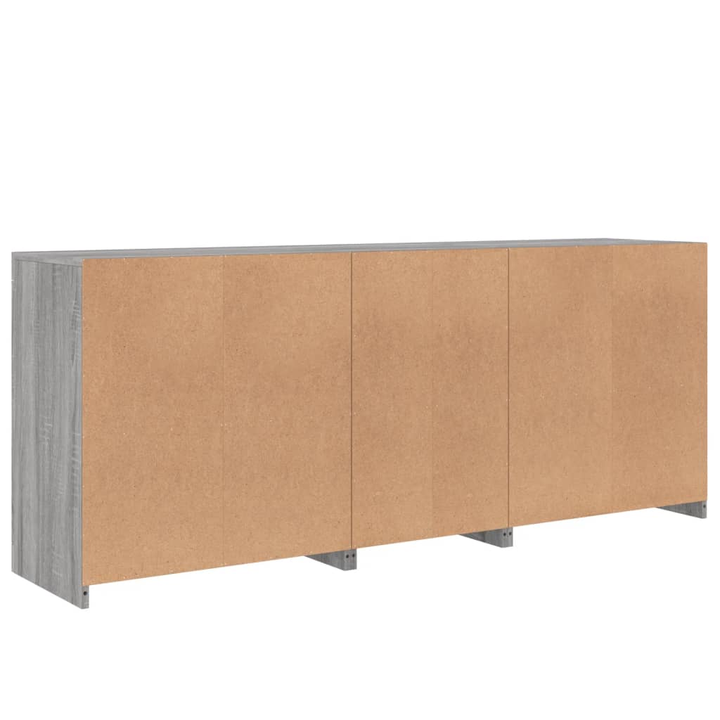 vidaXL Buffet avec lumières LED Gris Sonoma 162x37x67 cm