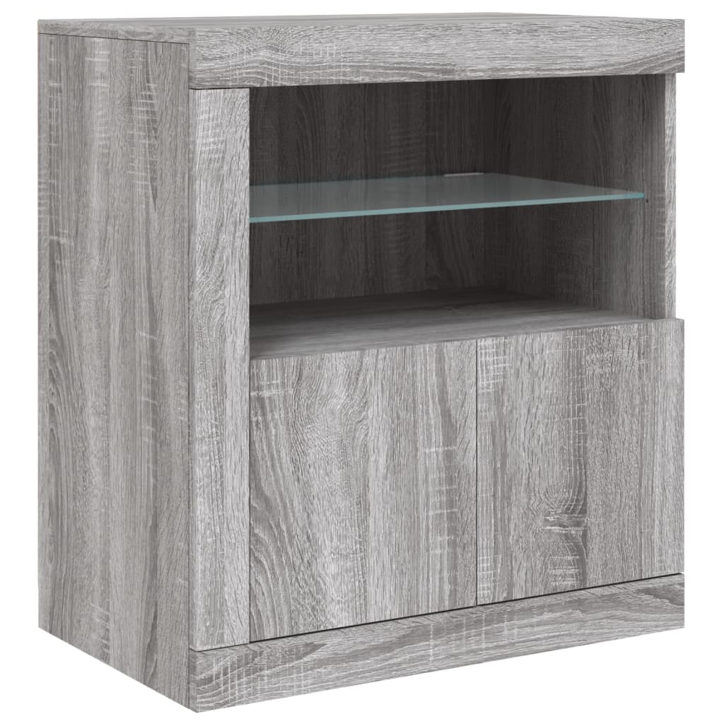 vidaXL Buffet avec lumières LED Gris Sonoma 162x37x67 cm