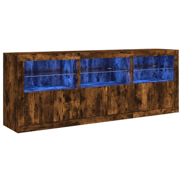 vidaXL Sideboard mit LED-Leuchten Räuchereiche 181,5x37x67 cm