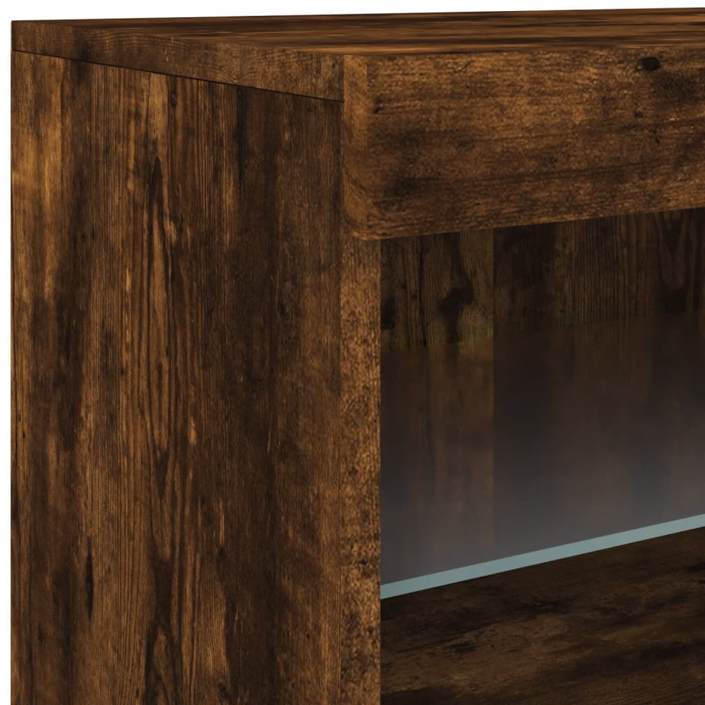 vidaXL Sideboard mit LED-Leuchten Räuchereiche 181,5x37x67 cm