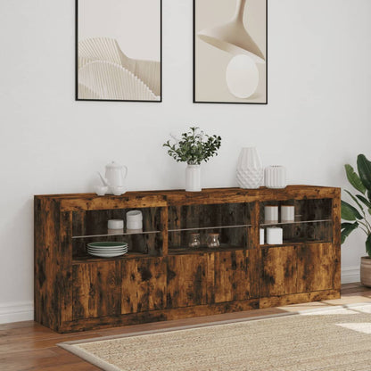 vidaXL Sideboard mit LED-Leuchten Räuchereiche 181,5x37x67 cm