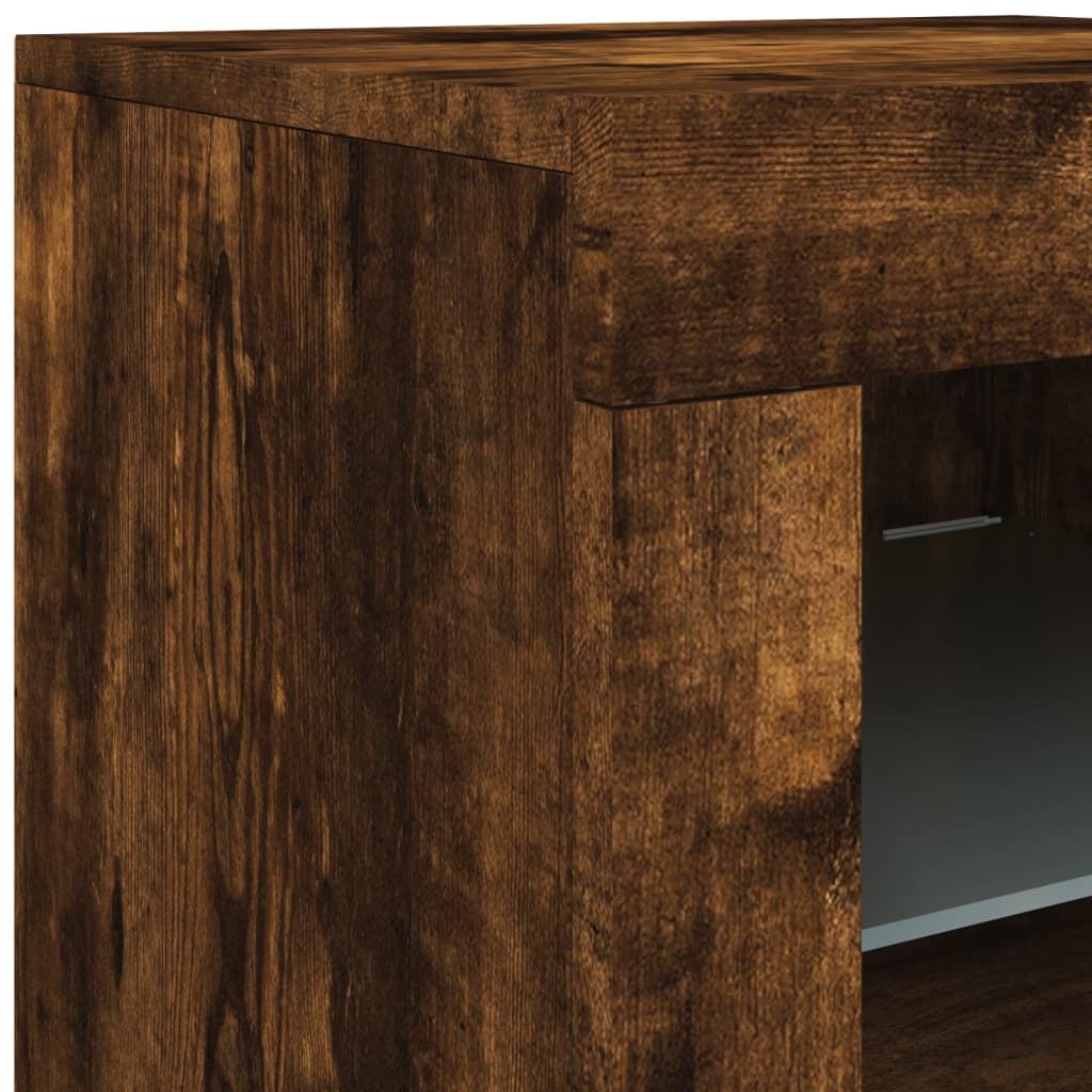 vidaXL Sideboard mit LED-Leuchten Räuchereiche 181,5x37x67 cm