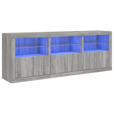 vidaXL Bahut avec lumières LED Chêne Sonoma gris 181,5x37x67 cm