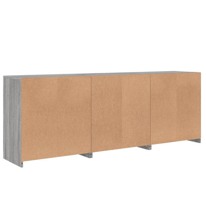 vidaXL Sideboard mit LED-Leuchten Grau Sonoma 181,5x37x67 cm