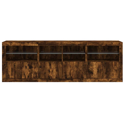 vidaXL Sideboard mit LED-Leuchten Räuchereiche 202x37x67 cm