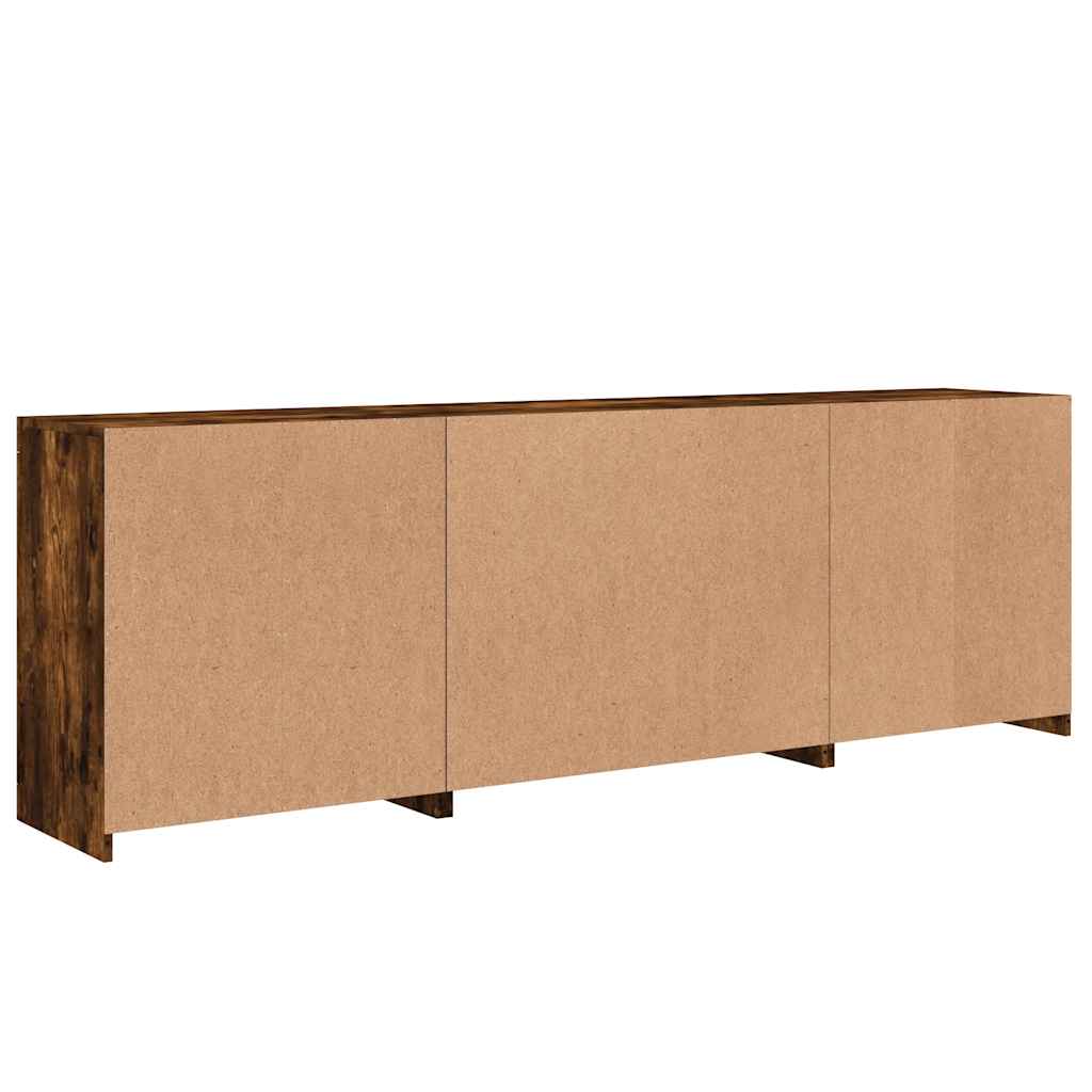 vidaXL Sideboard mit LED-Leuchten Räuchereiche 202x37x67 cm