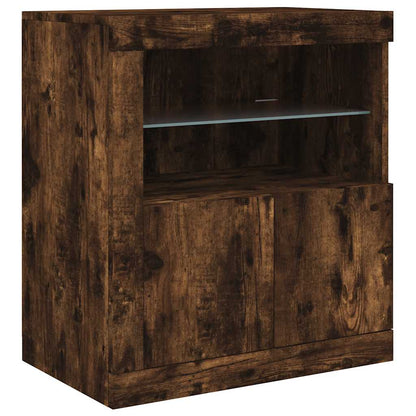 vidaXL Sideboard mit LED-Leuchten Räuchereiche 202x37x67 cm