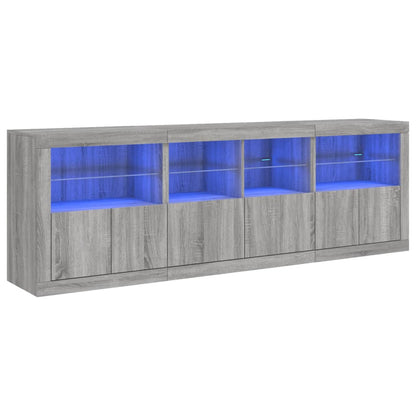 vidaXL Buffet avec lumières LED gris Sonoma 202x37x67 cm