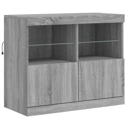vidaXL Buffet avec lumières LED gris Sonoma 202x37x67 cm