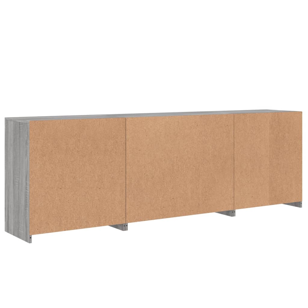 vidaXL Buffet avec lumières LED gris Sonoma 202x37x67 cm