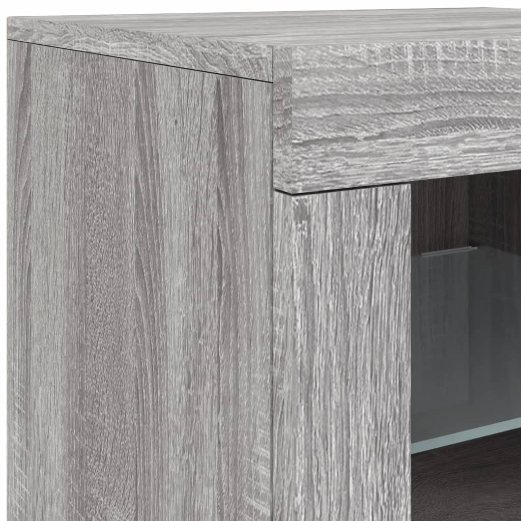 vidaXL Buffet avec lumières LED gris Sonoma 202x37x67 cm