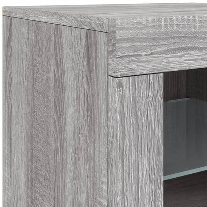 vidaXL Buffet avec lumières LED gris Sonoma 202x37x67 cm