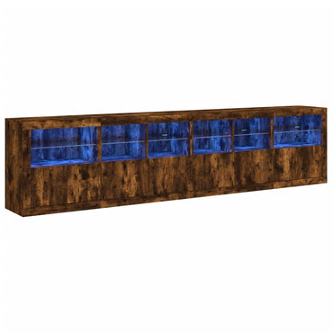 vidaXL Sideboard mit LED-Leuchten Räuchereiche 283x37x67 cm