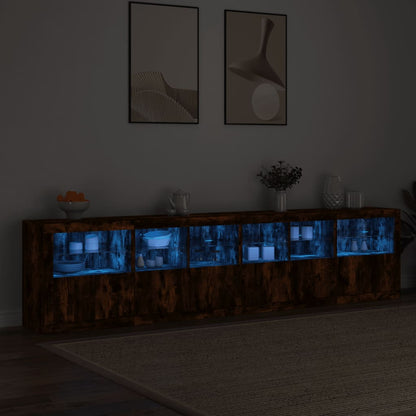 vidaXL Sideboard mit LED-Leuchten Räuchereiche 283x37x67 cm