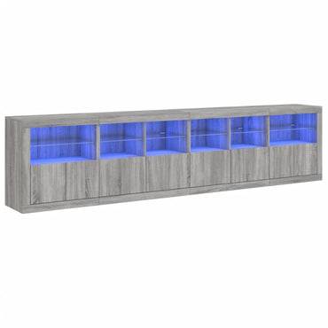 vidaXL Buffet avec lumières LED gris sonoma 283x37x67 cm