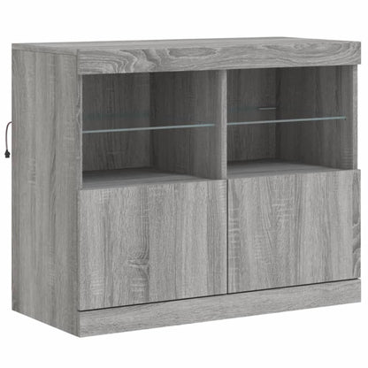 vidaXL Sideboard mit LED-Leuchten Grau Sonoma 283x37x67 cm