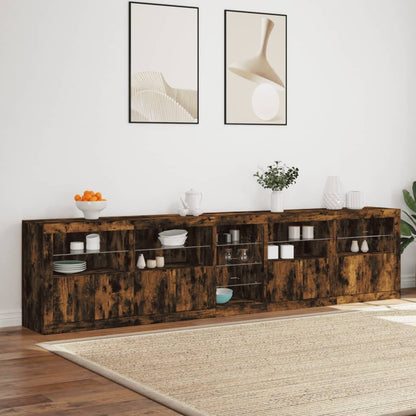 vidaXL Sideboard mit LED-Leuchten Räuchereiche 283x37x67 cm