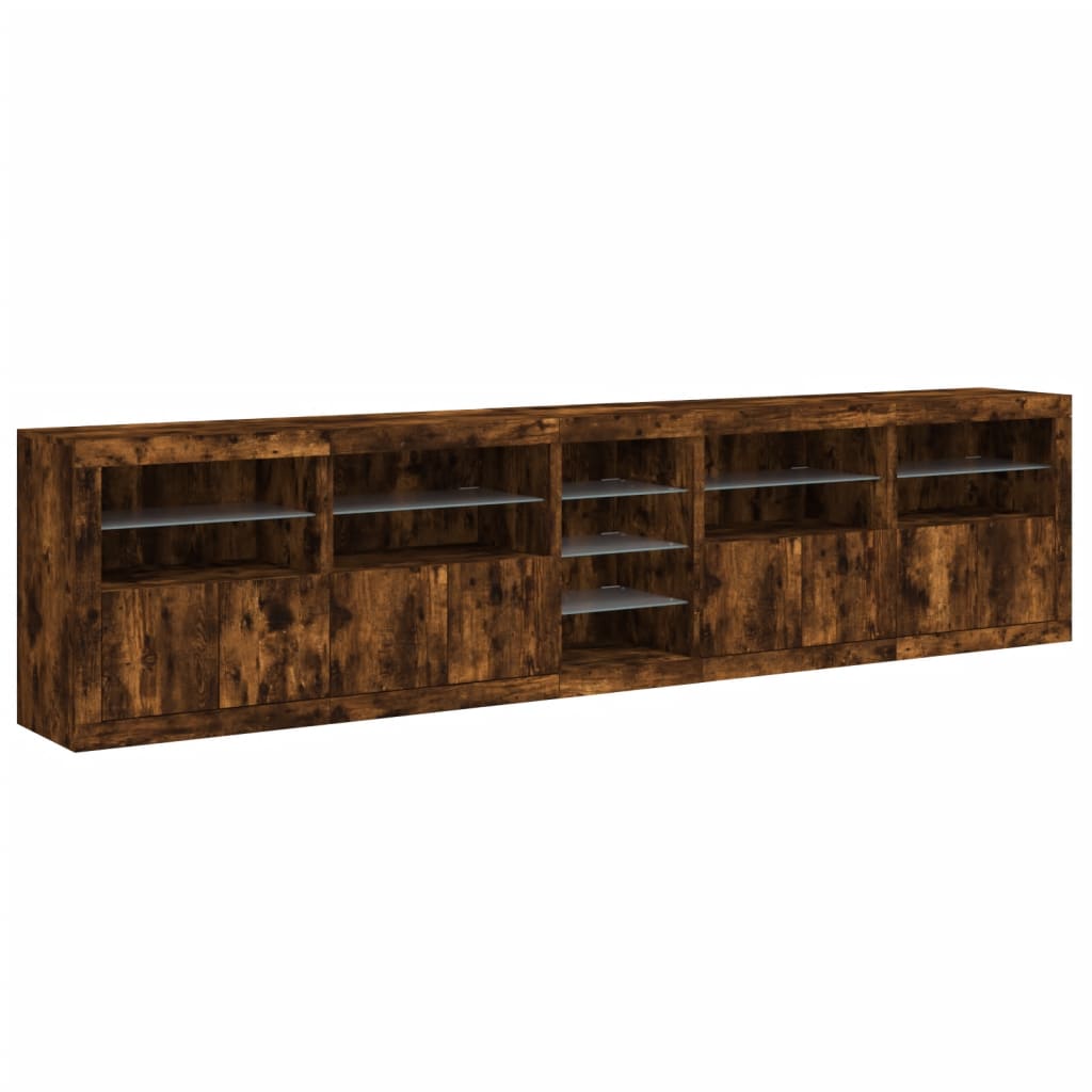 vidaXL Sideboard mit LED-Leuchten Räuchereiche 283x37x67 cm