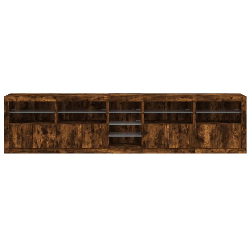 vidaXL Sideboard mit LED-Leuchten Räuchereiche 283x37x67 cm