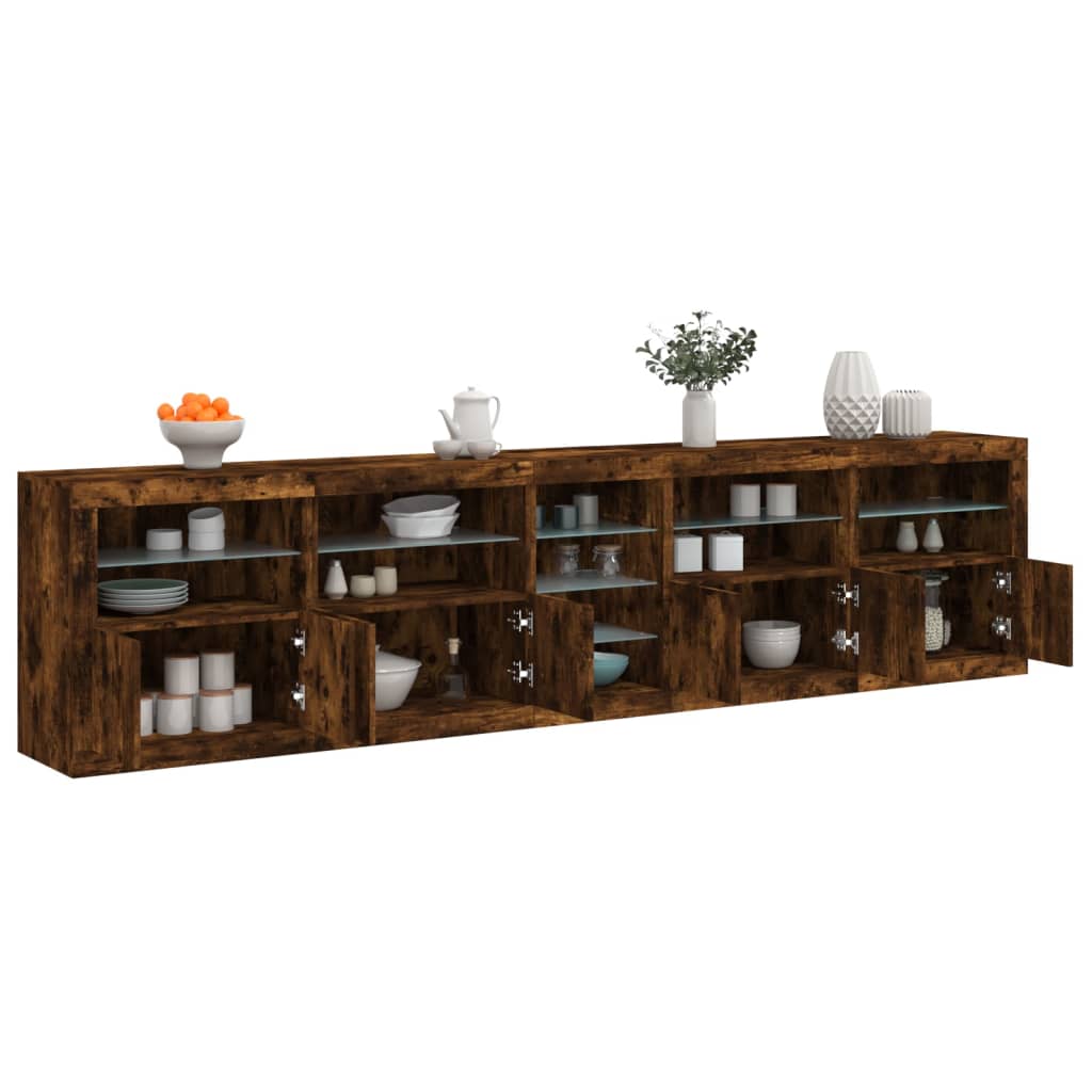 vidaXL Sideboard mit LED-Leuchten Räuchereiche 283x37x67 cm