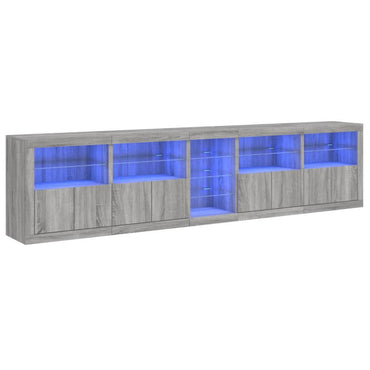 vidaXL Bahut avec lumières LED Gris Sonoma 283x37x67 cm
