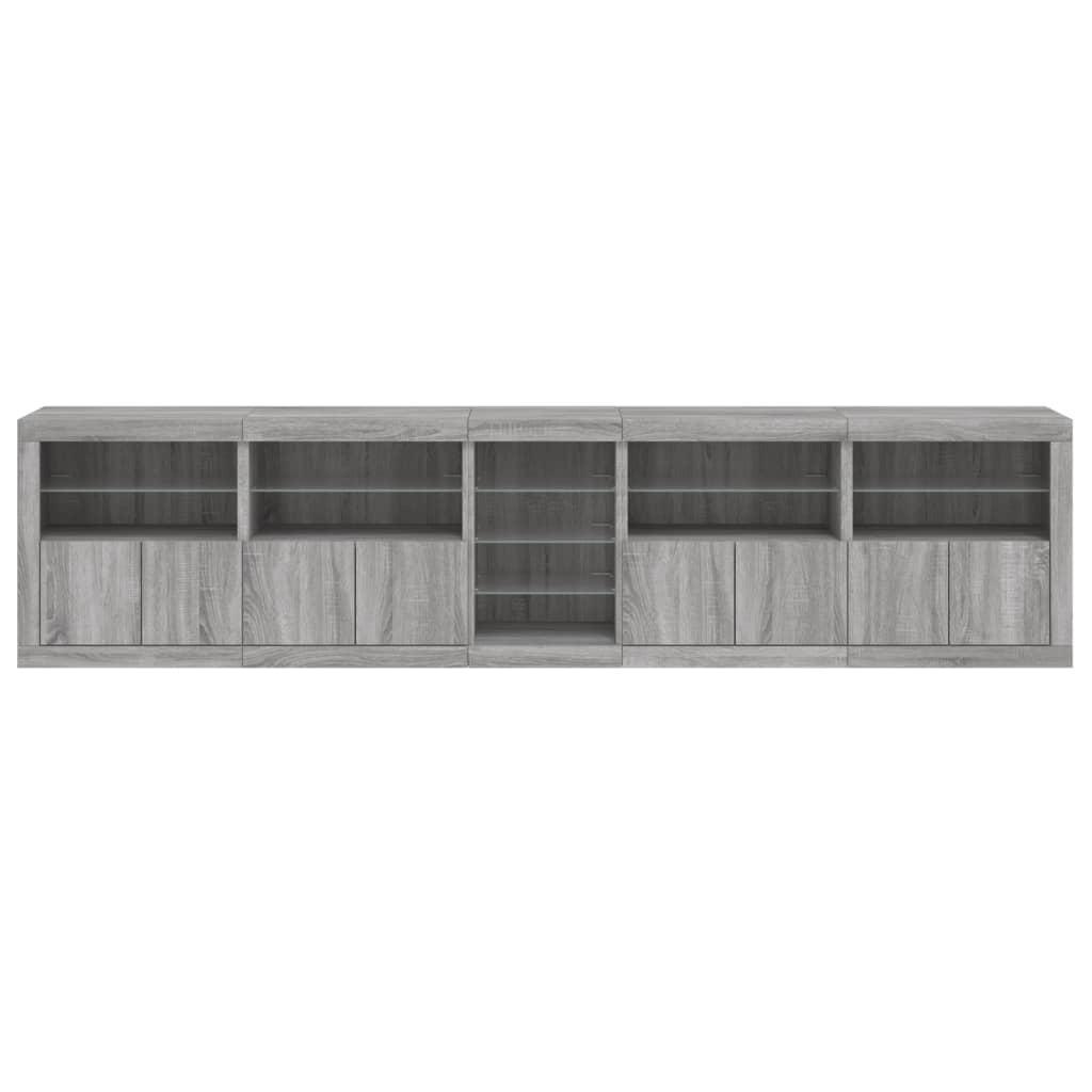vidaXL Sideboard mit LED-Leuchten Grau Sonoma 283x37x67 cm