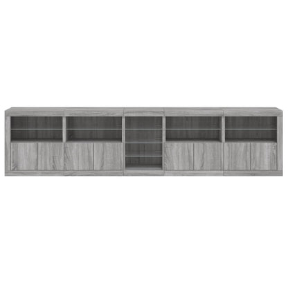 vidaXL Sideboard mit LED-Leuchten Grau Sonoma 283x37x67 cm