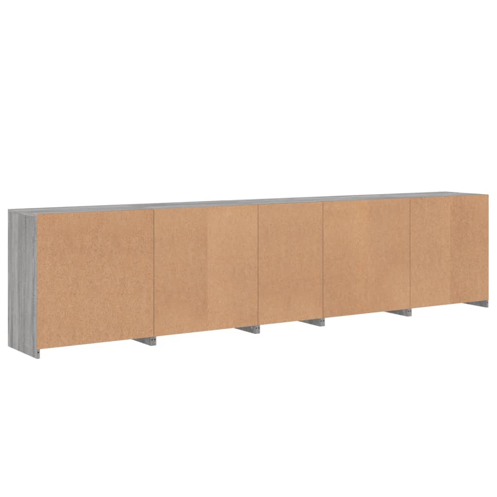 vidaXL Sideboard mit LED-Leuchten Grau Sonoma 283x37x67 cm