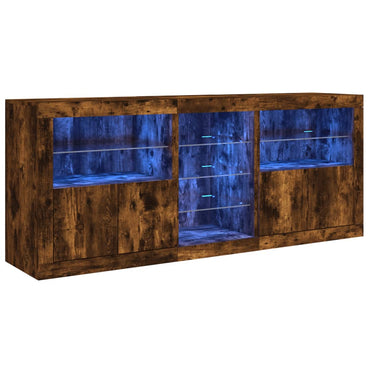 vidaXL Sideboard mit LED-Leuchten Räuchereiche 162x37x67 cm