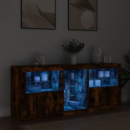 vidaXL Sideboard mit LED-Leuchten Räuchereiche 162x37x67 cm
