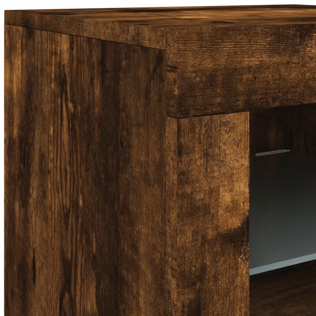 vidaXL Sideboard mit LED-Leuchten Räuchereiche 162x37x67 cm