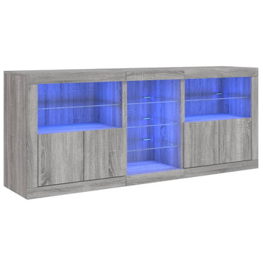 vidaXL Buffet avec lumières LED gris Sonoma 162x37x67 cm