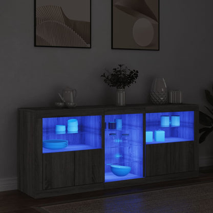vidaXL Buffet avec lumières LED gris Sonoma 162x37x67 cm