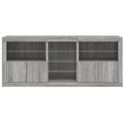 vidaXL Buffet avec lumières LED gris Sonoma 162x37x67 cm
