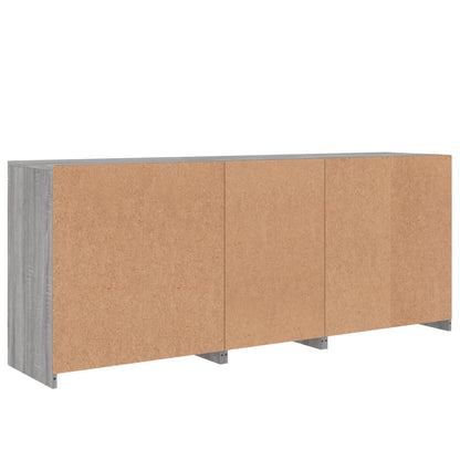 vidaXL Buffet avec lumières LED gris Sonoma 162x37x67 cm