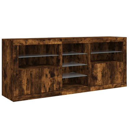 vidaXL Sideboard mit LED-Leuchten Räuchereiche 181,5x37x67 cm