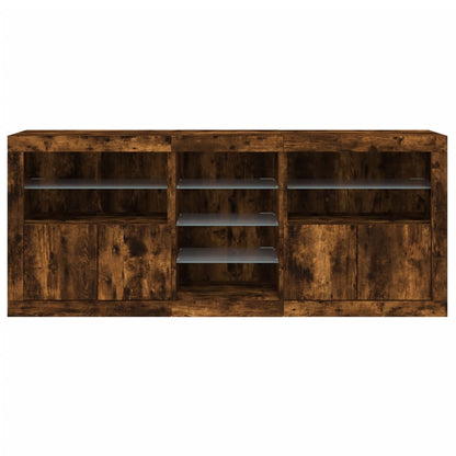 vidaXL Sideboard mit LED-Leuchten Räuchereiche 181,5x37x67 cm