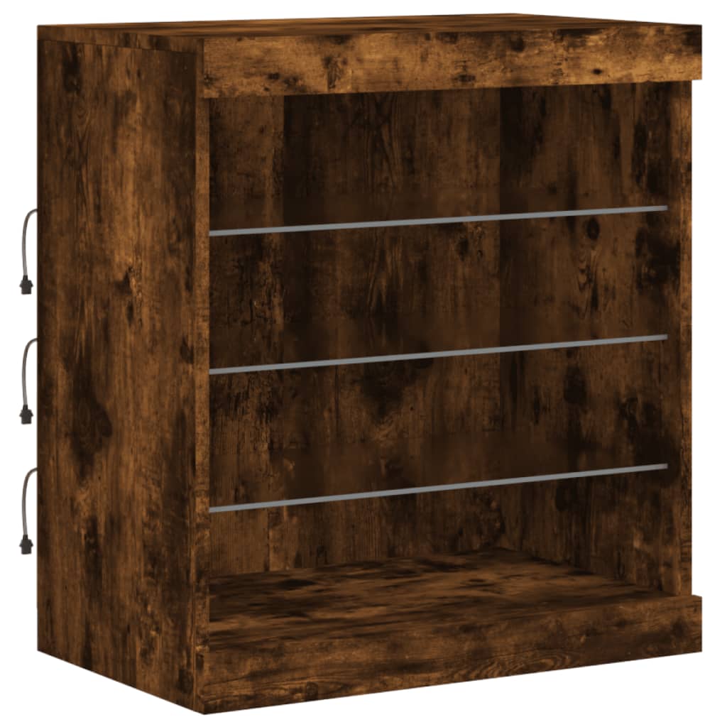 vidaXL Sideboard mit LED-Leuchten Räuchereiche 181,5x37x67 cm