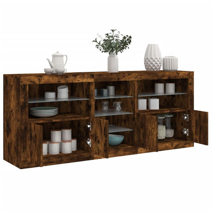 vidaXL Sideboard mit LED-Leuchten Räuchereiche 181,5x37x67 cm