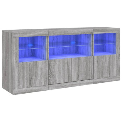 vidaXL Buffet avec lumières LED Gris Sonoma 142,5x37x67 cm