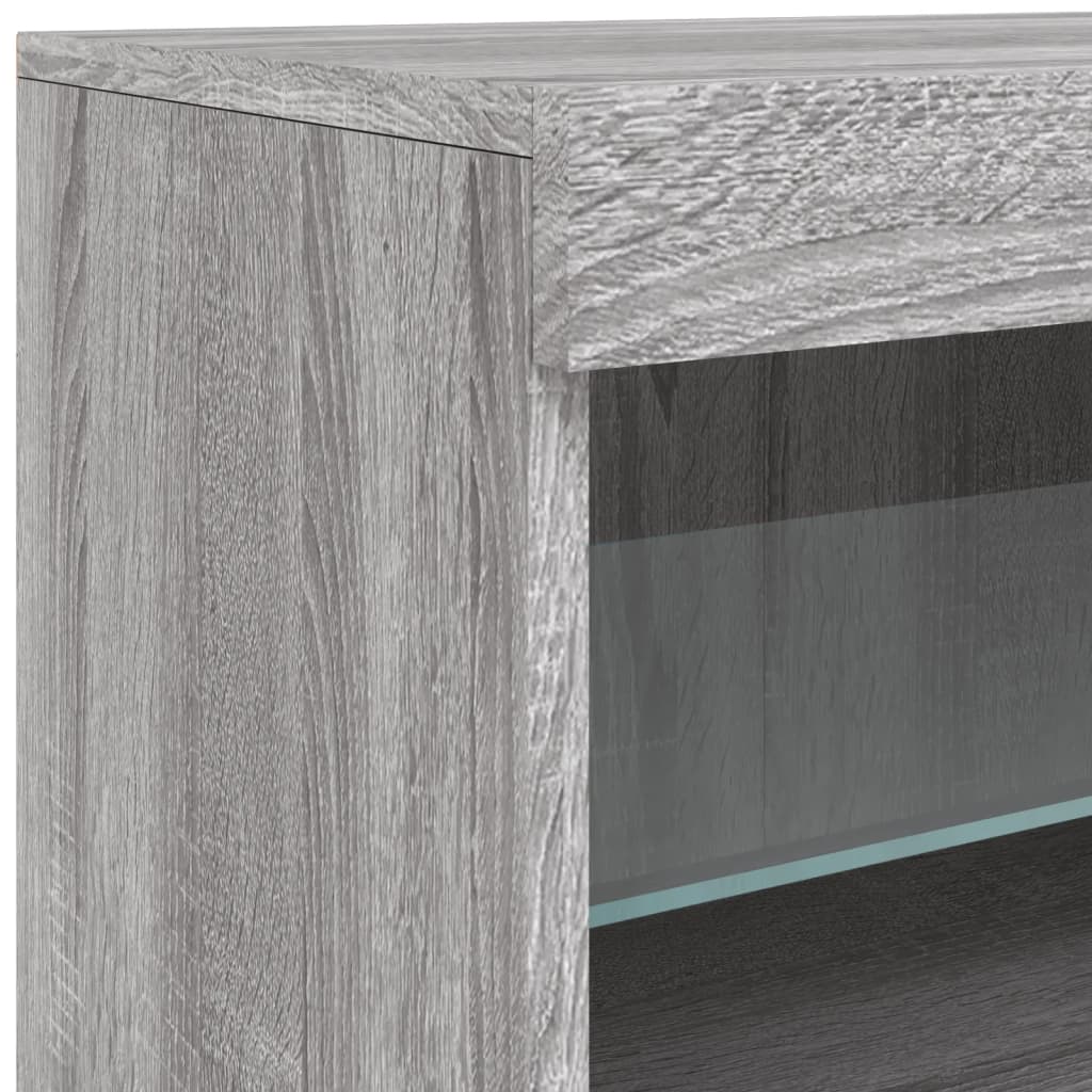 vidaXL Buffet avec lumières LED Gris Sonoma 142,5x37x67 cm