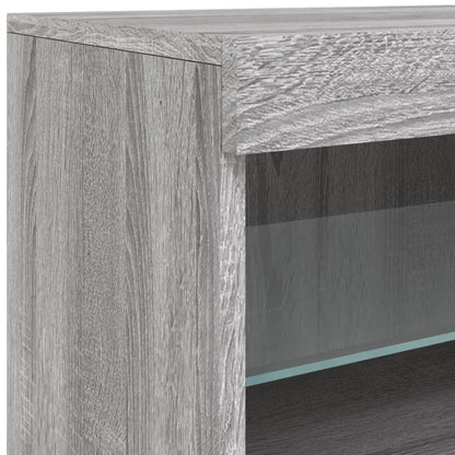 vidaXL Buffet avec lumières LED Gris Sonoma 142,5x37x67 cm