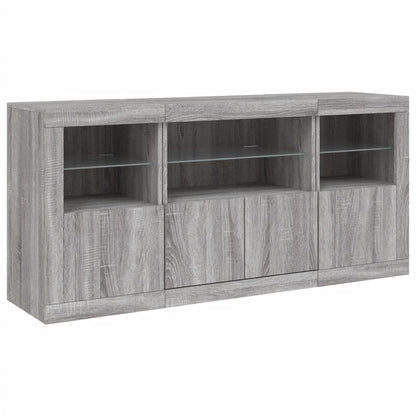 vidaXL Buffet avec lumières LED Gris Sonoma 142,5x37x67 cm