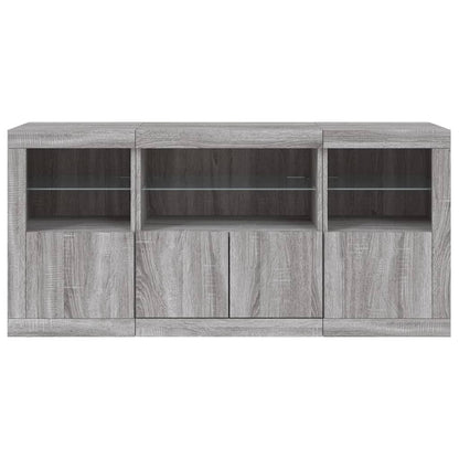 vidaXL Buffet avec lumières LED Gris Sonoma 142,5x37x67 cm