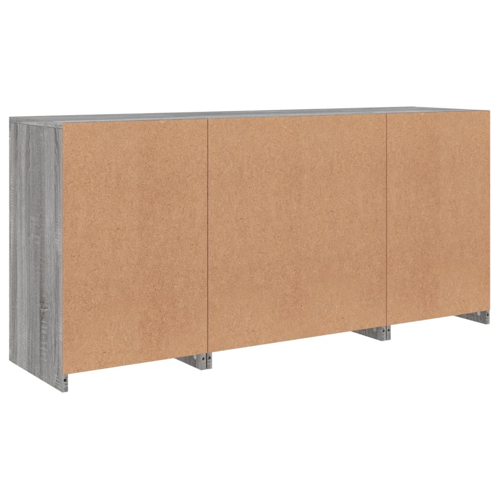 vidaXL Buffet avec lumières LED Gris Sonoma 142,5x37x67 cm