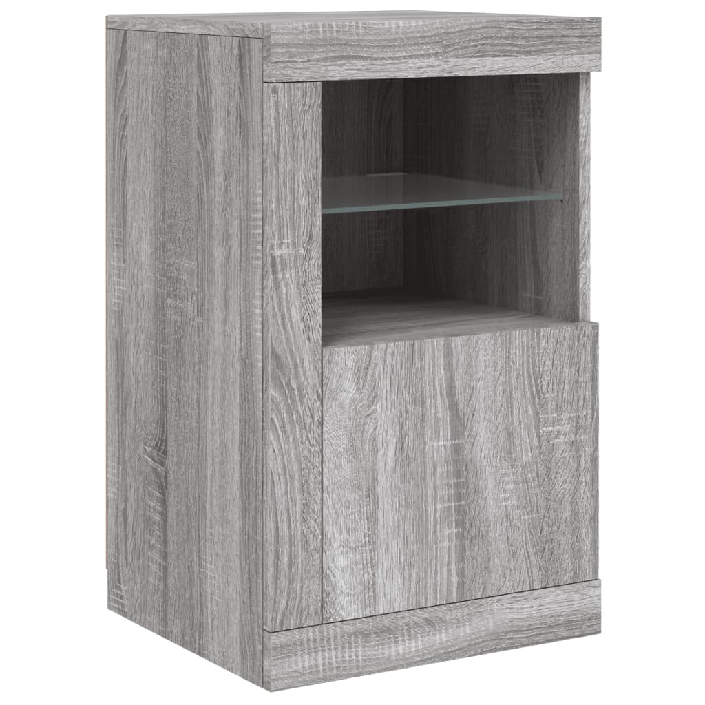 vidaXL Buffet avec lumières LED Gris Sonoma 142,5x37x67 cm
