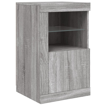vidaXL Buffet avec lumières LED Gris Sonoma 142,5x37x67 cm