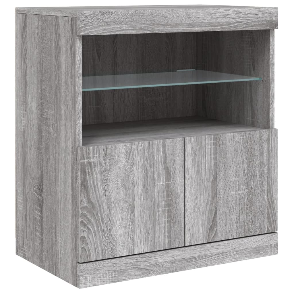 vidaXL Buffet avec lumières LED Gris Sonoma 142,5x37x67 cm