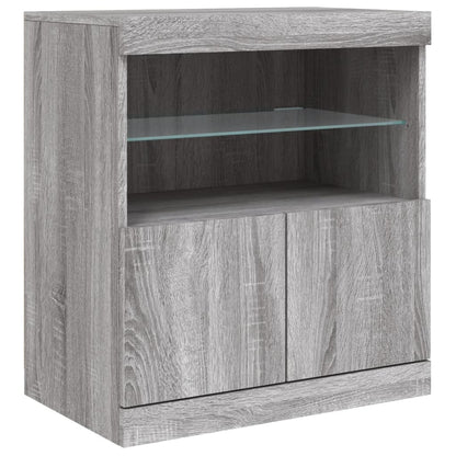 vidaXL Buffet avec lumières LED Gris Sonoma 142,5x37x67 cm
